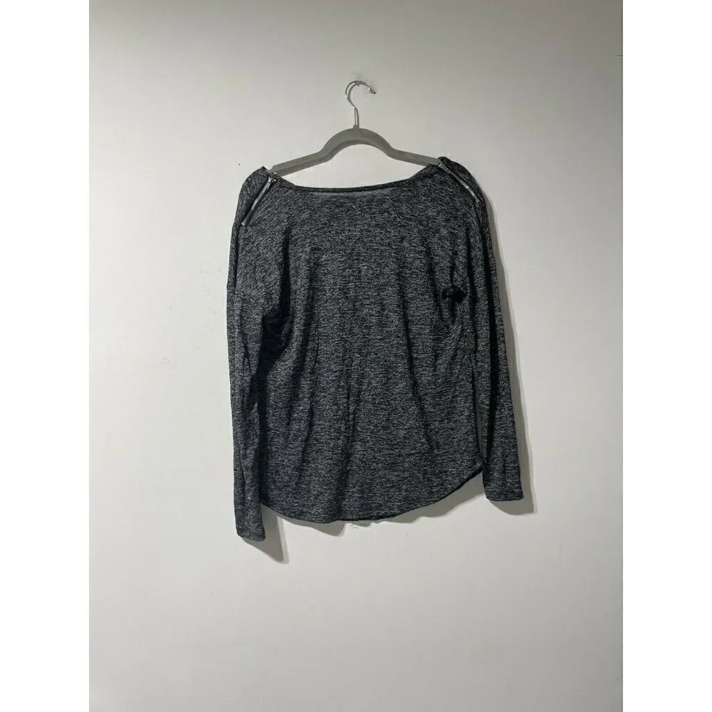 Carmen Marc Valvo Grey Boatneck Zipper Detail Blouse Size Small - Picture 3 of 5